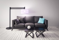Retractable floor lamp and sofa